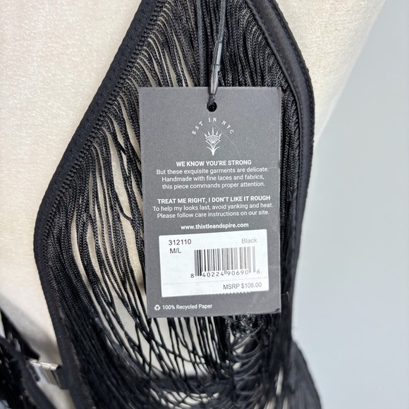 Thistle and Spire Fringe Benefts Slip in Black Size M/L - Picture 12 of 13